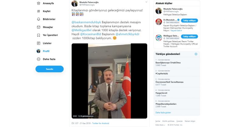Başkan Palancıoğlu’dan Kampanyaya 1000 Kitap