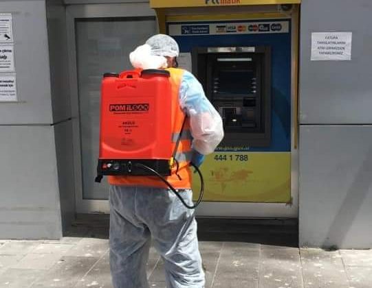 Talas da ATM’ler dezenfekte edildi