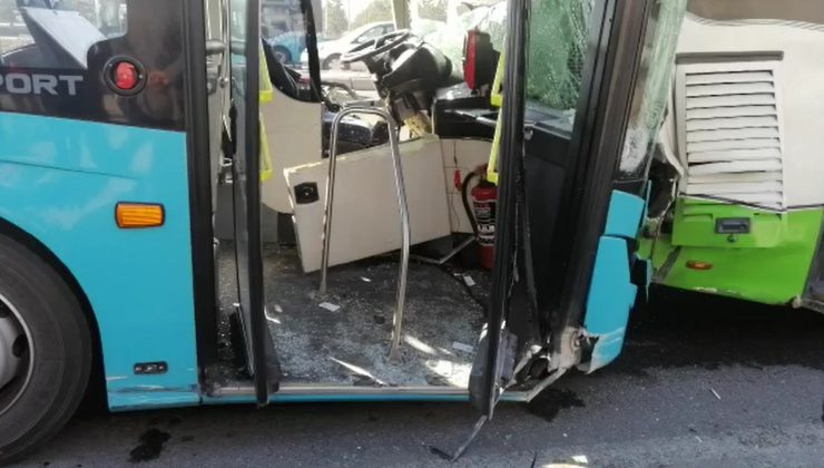 Otobüse arkadan çarptı