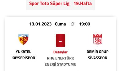 Kayserispor – Sivasspor maçının saati değişti