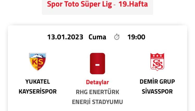 Kayserispor – Sivasspor maçının saati değişti