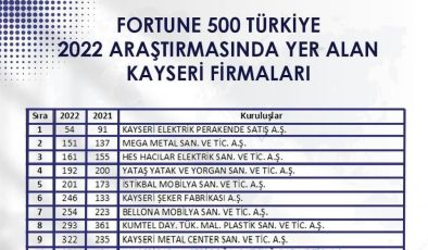 Fortune 500 Türkiye-2022 Araştırması’nda 13 firma