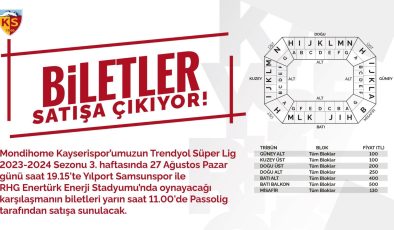 Kayserispor – Samsunspor maç bileti bugün satışa çıkacak