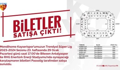 Kayserispor-Antalyaspor biletleri satışa sunuldu