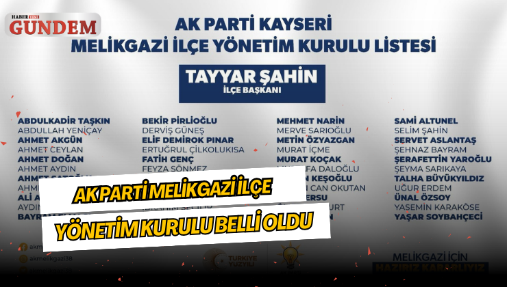 AK Parti Melikgazi İlçe Yönetim Kurulu belli oldu