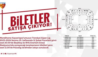 Kayserispor – Beşiktaş maçının biletleri yarın satışa çıkacak