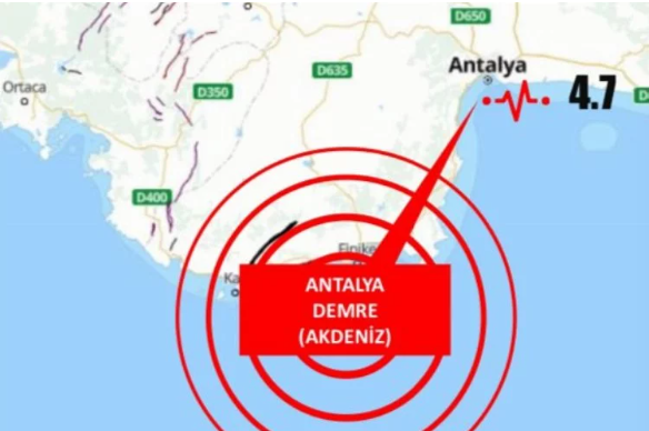Antalya’da 4,7 büyüklüğünde deprem!